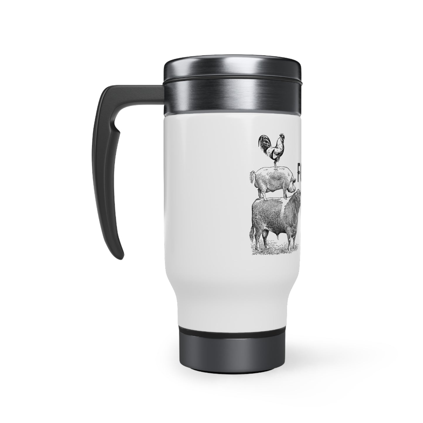 Forage Fed Farms Stainless Steel Travel Mug with Handle, 14oz