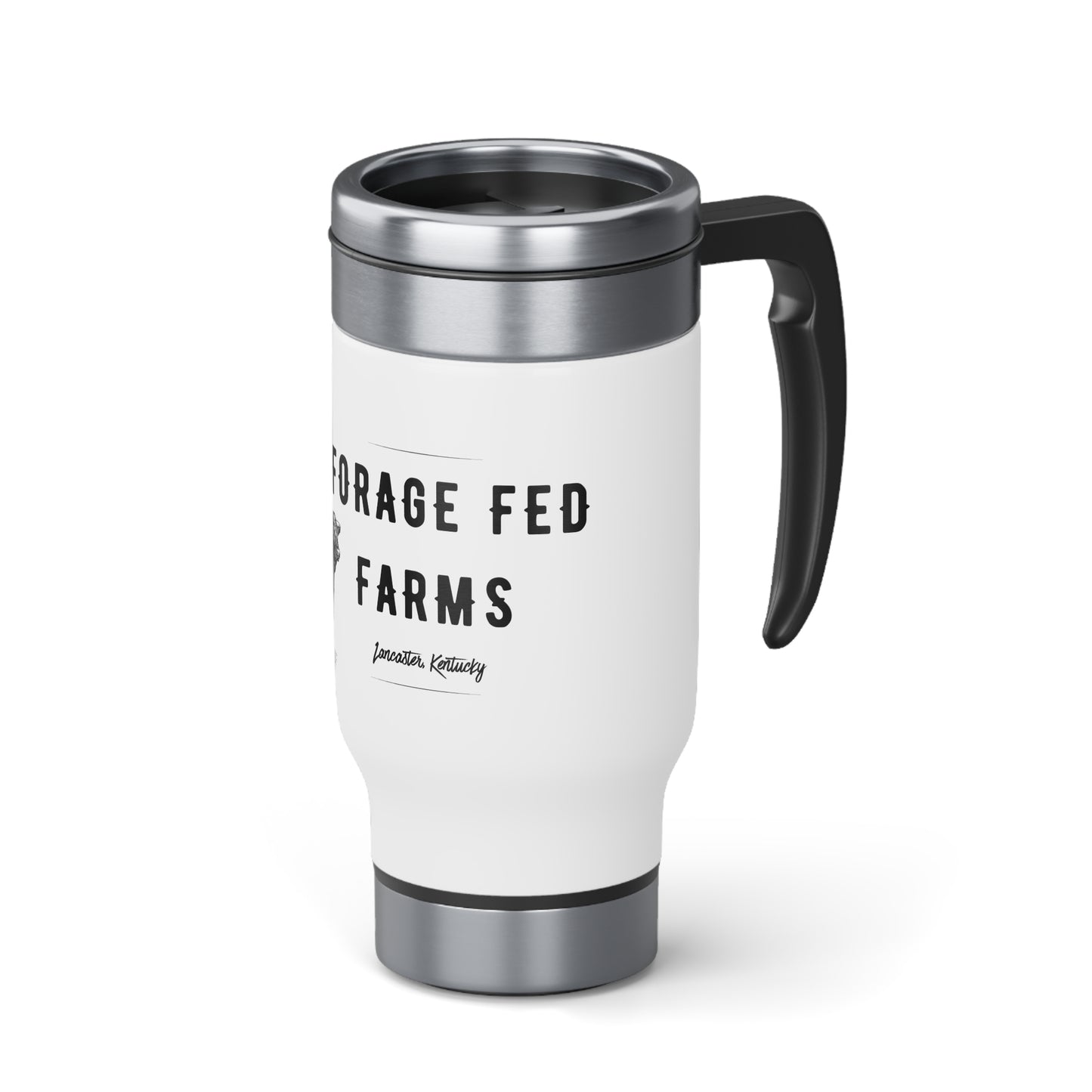 Forage Fed Farms Stainless Steel Travel Mug with Handle, 14oz